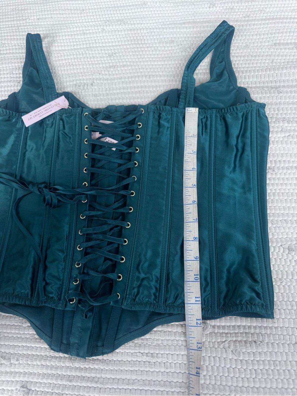 Victoria’s Secret Classic Silk Corset Ivy Green Bustier Top XL NWT - Picture 8 of 13